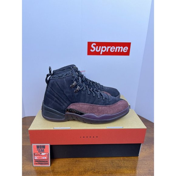 10W/8.5M Jordan 12 SP x A Ma Maniere “Black" DV6989-001 Black Maroon Basketball - Picture 4 of 10